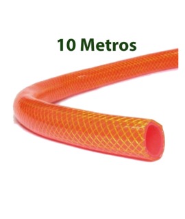 Kit com 10 Metros de Mangueira Jardim Laranja Trançada Maleável Luxo 1/2