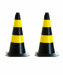 Kit Com 2 Cone De Sinalização - Altura De 50cm - Preto /  Amarelo