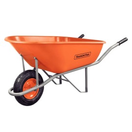 Carrinho de Mão com Caçamba Plástica Laranja Extrafunda - 4,8 mm 110 L - Braço Metálico - Pneu com Câmara - Tramontina