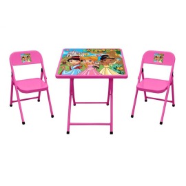 Conjunto Dobrável Fantasia Princesas - Mesa Com 2 Cadeiras- Rosa - 10.401.05.206 - Açomix