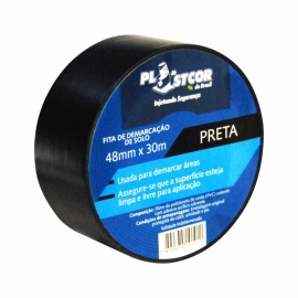 Fita Adesiva Demarcação Preta 48 x 30m - Plastcor