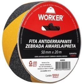 Fita Antiderrapante Preta/Amarela 50MMx20MT - 928500 - Worker 