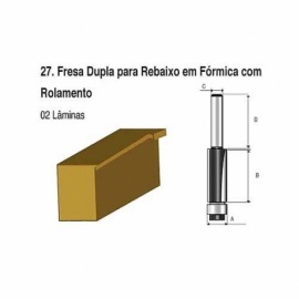 Fresa Dupla para Rebaixo em Fórmica com Rolamento - D-03109 - Makita